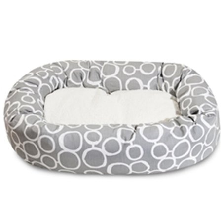 MAJESTIC PET 32 in. Fusion Gray Sherpa Bagel Bed 78899554265